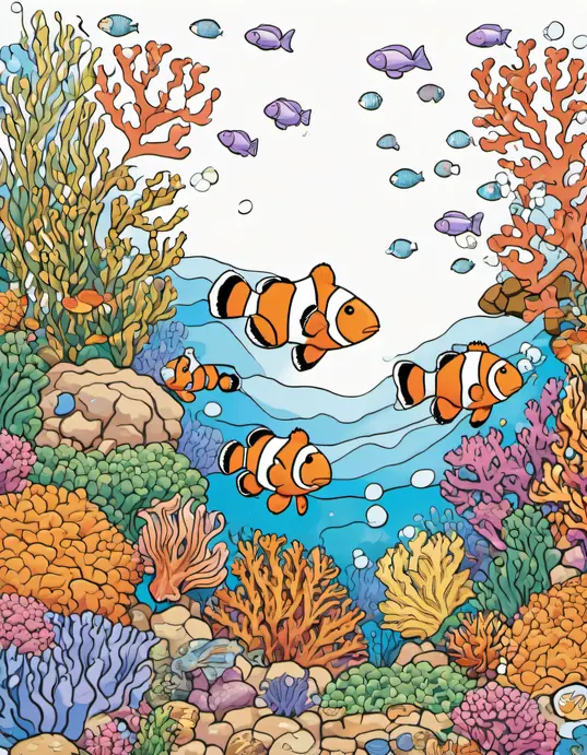 Underwater Friends: Colorful Clownfish Reef Scene