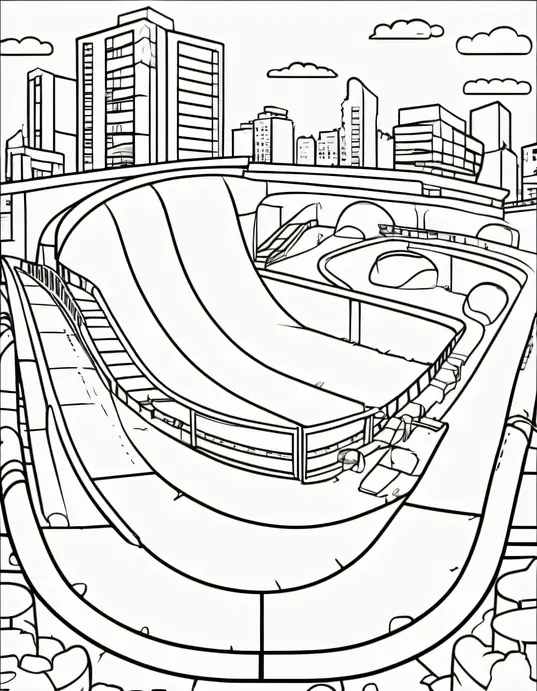 Colorful Skate Park Adventure Scene for Kids