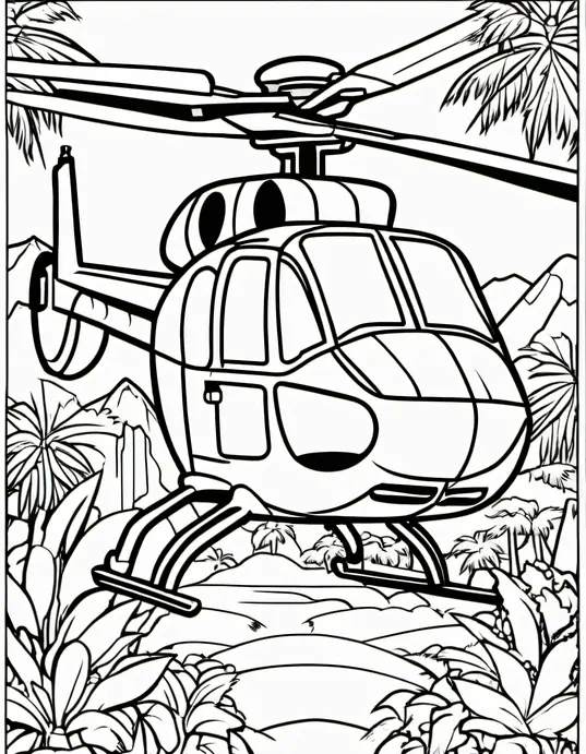 Colorful Helicopter Jungle Adventure Scene