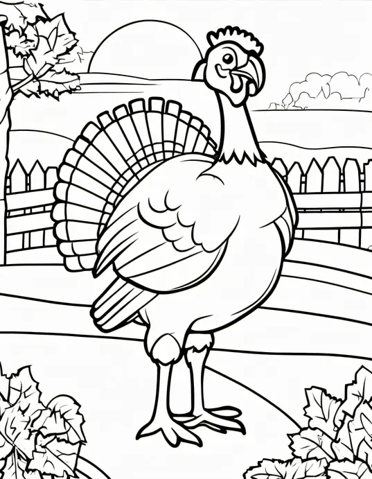 Turkey Farm Coloring Page Delight