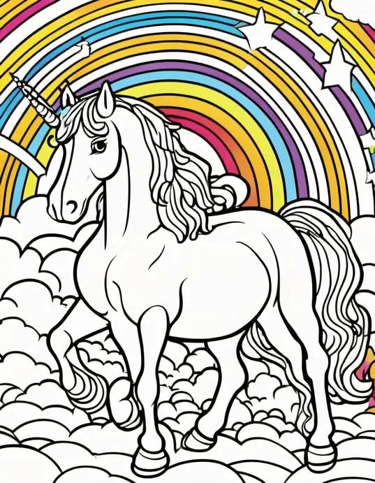 Colorful Unicorn Rainbow Adventure Scene