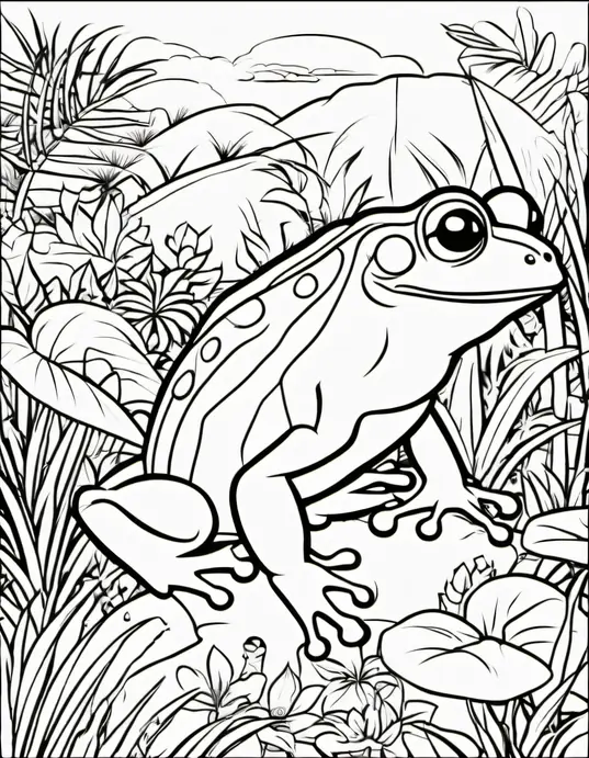 Colorful Tropical Frog Jungle Scene for Kids
