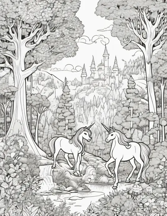 Enchanted Forest Coloring Page for Kids