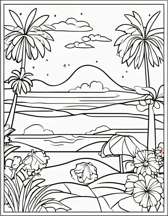 Steam-Train Adventure Coloring Scene for Kids
