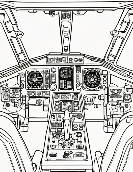 Colorful Cockpit Coloring Scene for Kids