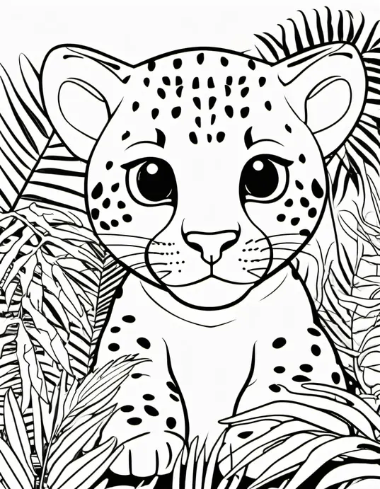Colorful Jungle Safari: Spotted Baby Leopard Page
