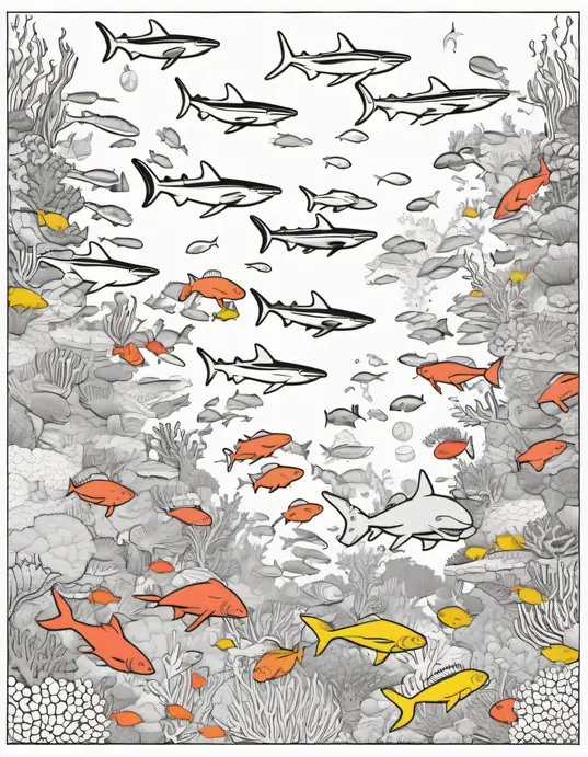 Colorful Reef Shark Friends to Color In!