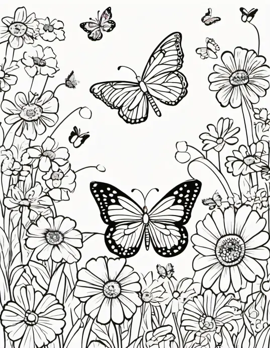 Butterfly Garden Coloring Patterns for Kids
