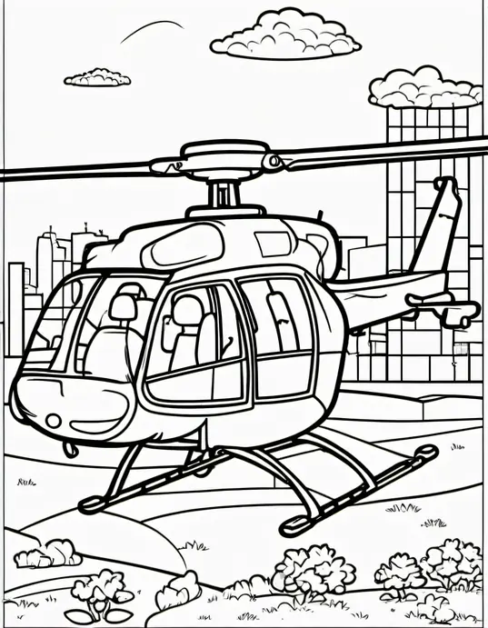 Colorful Army Helicopter Playground Scene