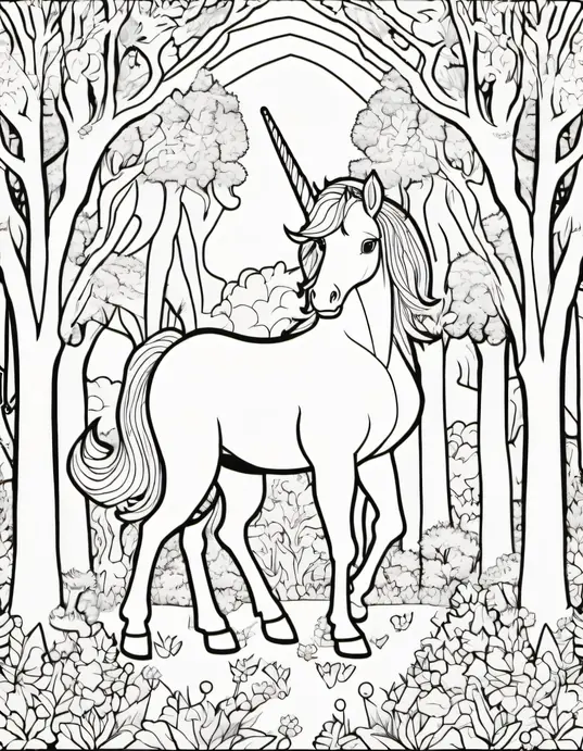 Color Magical Unicorn Forest Trees
