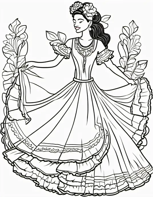 Exotic Flamenco Dancer Coloring Page for Kids