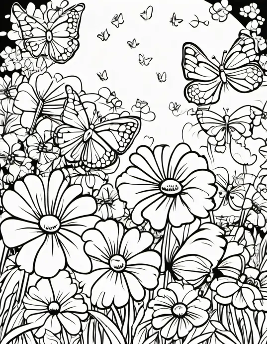 Sunny Day Butterfly Coloring Page