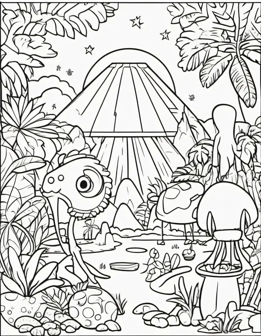 Extraterrestrial Jungle Coloring Adventure