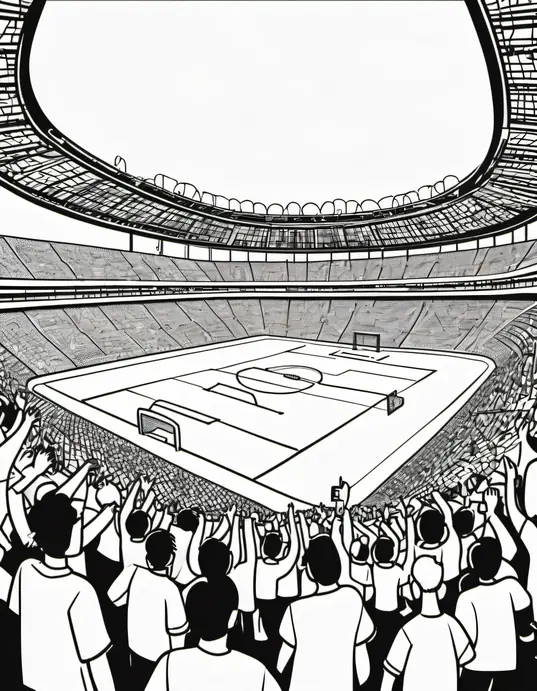 Color & Play: Exciting Soccer Stadium Coloring Page