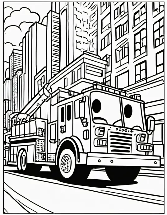 Coloring a Cheerful City Fire Truck Parade