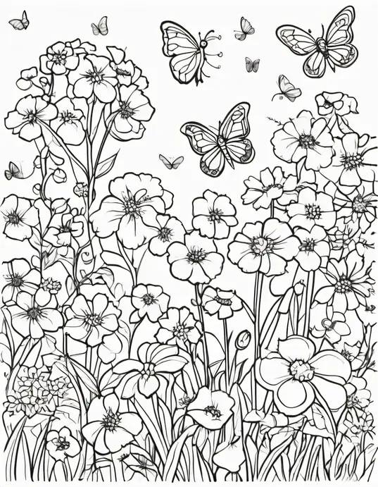 Butterflies Blossom Coloring Page Patterns