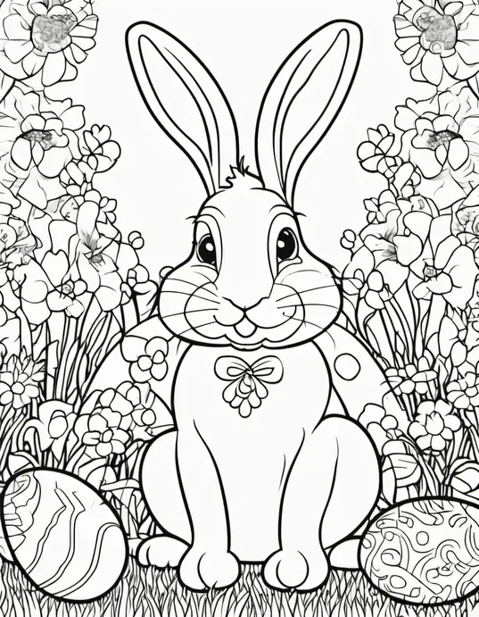Easter Bunny Garden Coloring Page