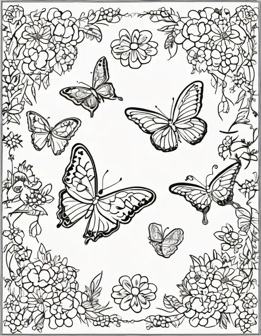 Butterfly Garden Coloring Page for Kids