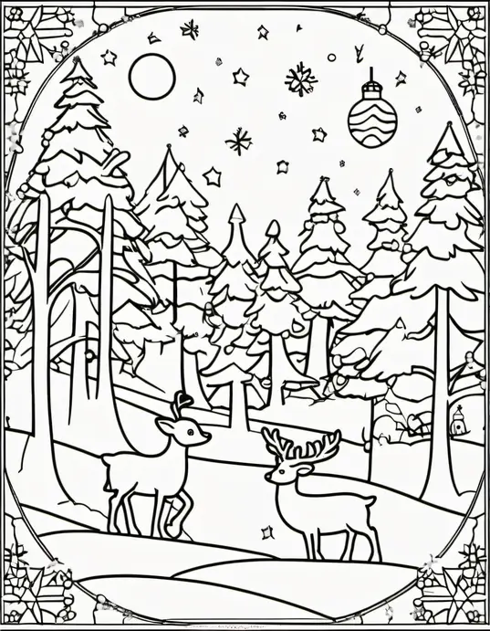 Santa's Magical Winter Coloring Scene