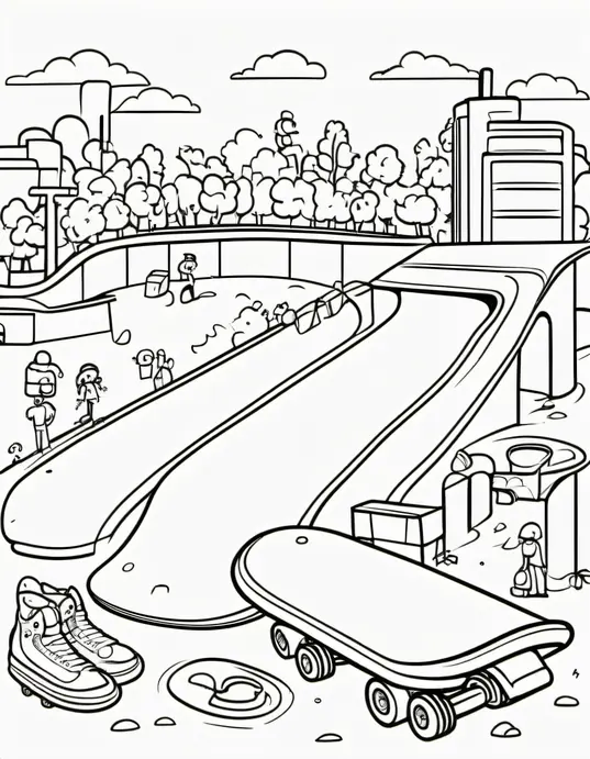 Colorful Skate Park Adventure Scene for Kids