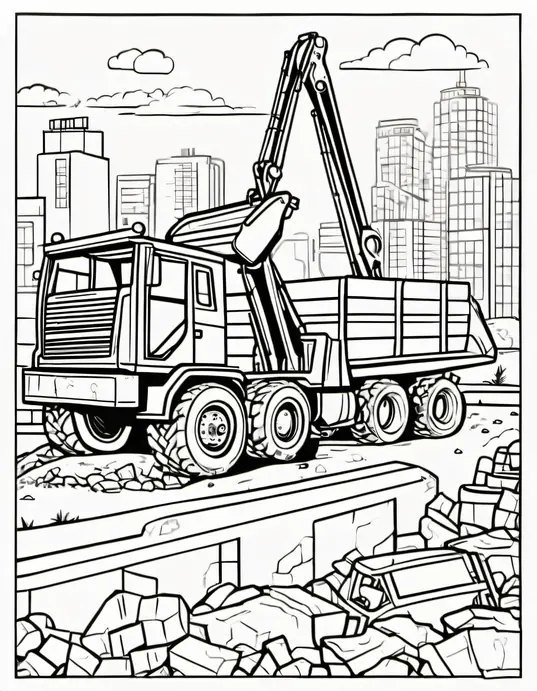 Big Truck Coloring Page: Construction Site Adventure