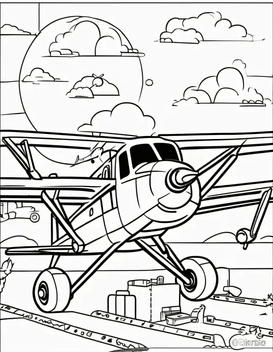 Color and Explore: Cute Airplane Cockpits in the Sky
