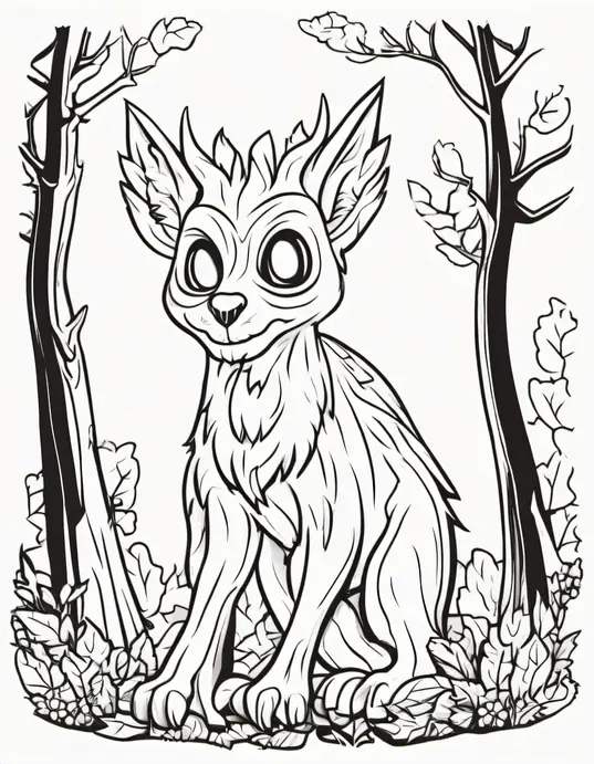 Spooky Forest Creature Coloring Page
