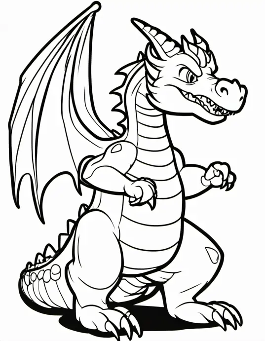 Anime-Inspired Dragon Coloring Page for Kids