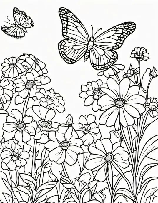 Butterfly Garden Coloring Patterns for Kids