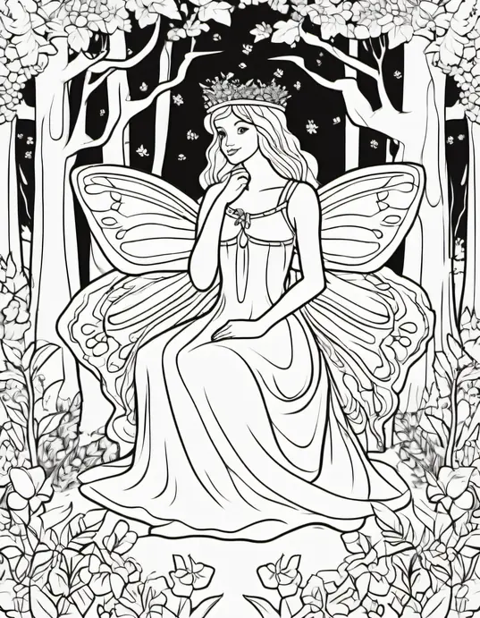 Enchanted Forest Fairy Coloring Scene