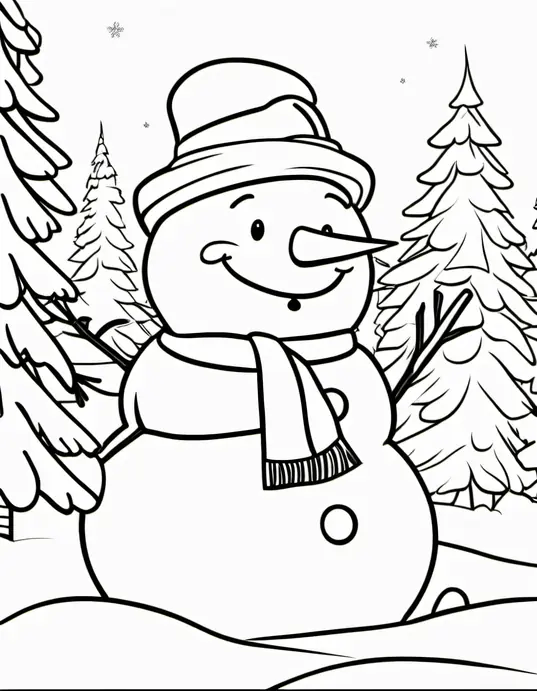 Coloring Frosty's Snowy Adventure Scene