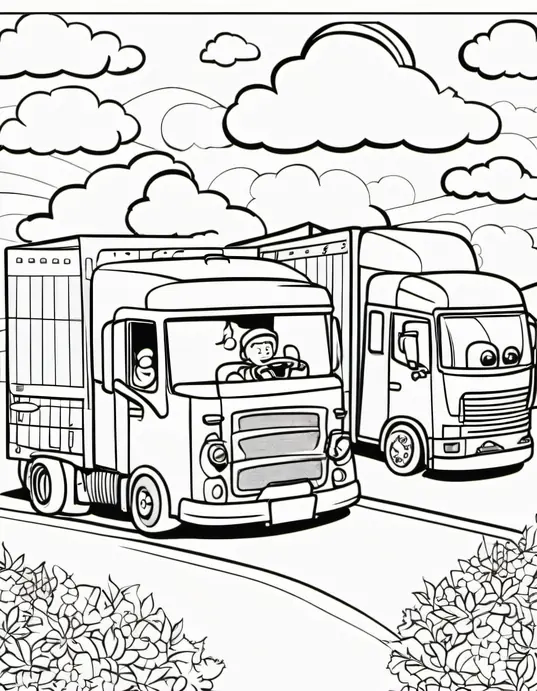 Coloring Trucks and Fire Engines under Sunny Skies