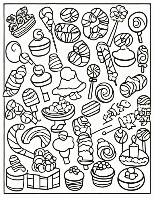 Sweet Candyland Coloring Page for Kids