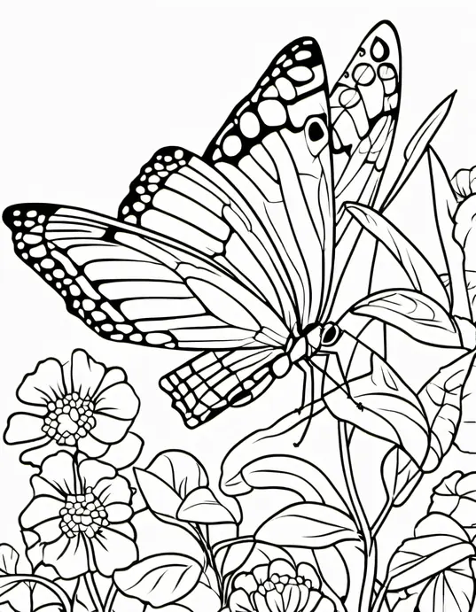 Butterfly Garden Coloring Scene
