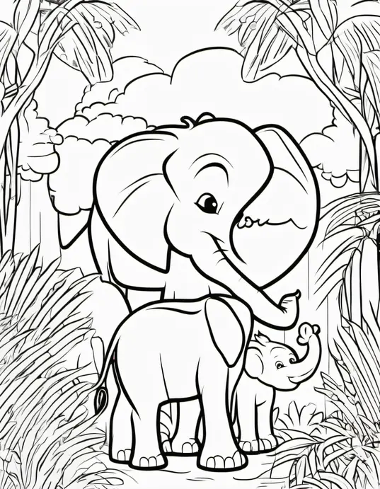 Colourful Jungle Babies: Elephant and Monkey Playtime