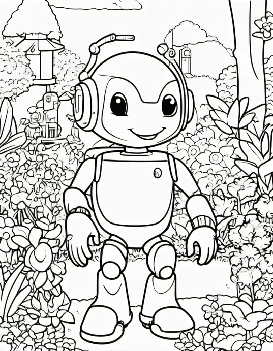 Colorful Alien Robot Garden Adventure