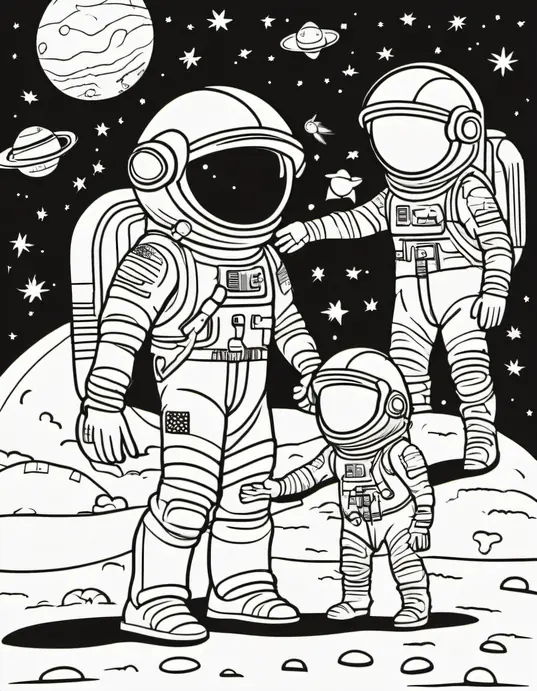Colorful Space Adventure: Astronauts and Alien Friends