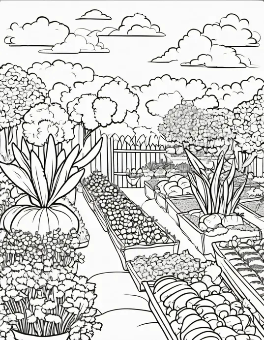 Exciting Carrot and Pea Garden Coloring Page