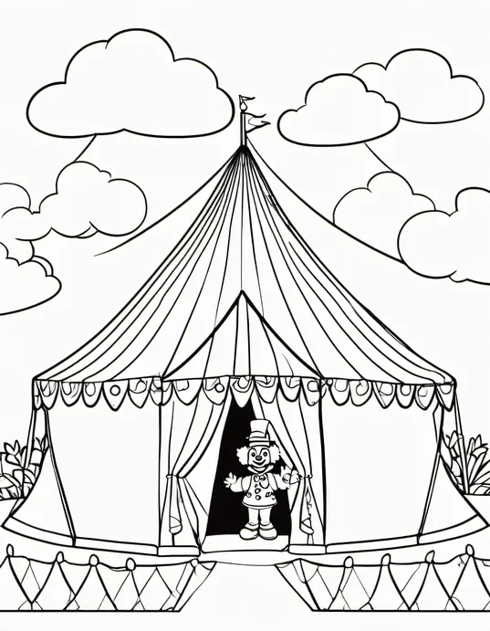 Color and Explore: Clown's Big Top Tent Scene