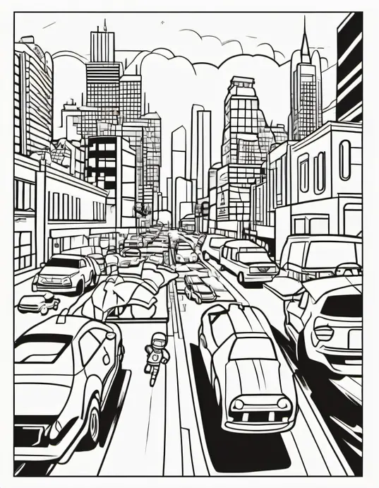 Color Superheroes Saving City Sunset