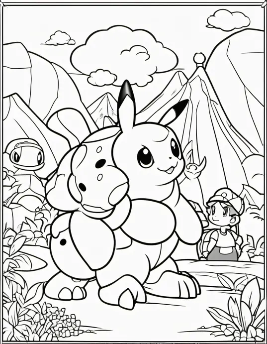 Color Pokemon Characters in Adventure Scene