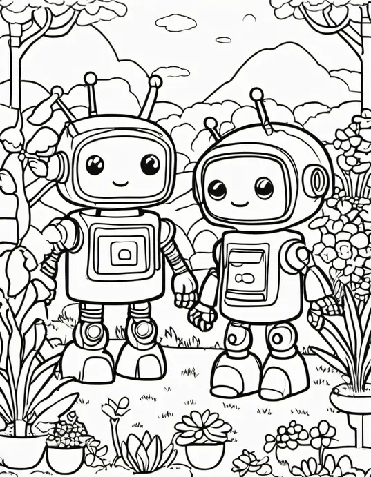 Colorful Alien Robot Garden Adventure