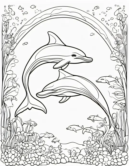 Colorful Underwater Dolphin Playground Scene