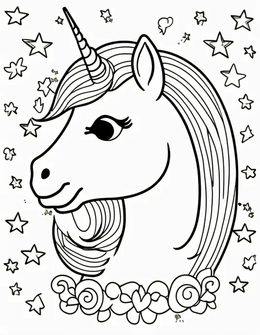 Unicorn Heart Coloring Page for Kids