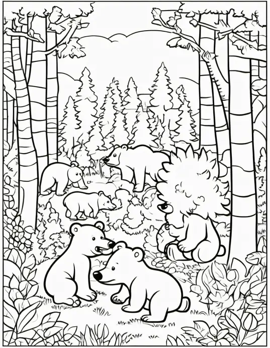 Colouring Bears Playing Hide-and-Seek in Forest