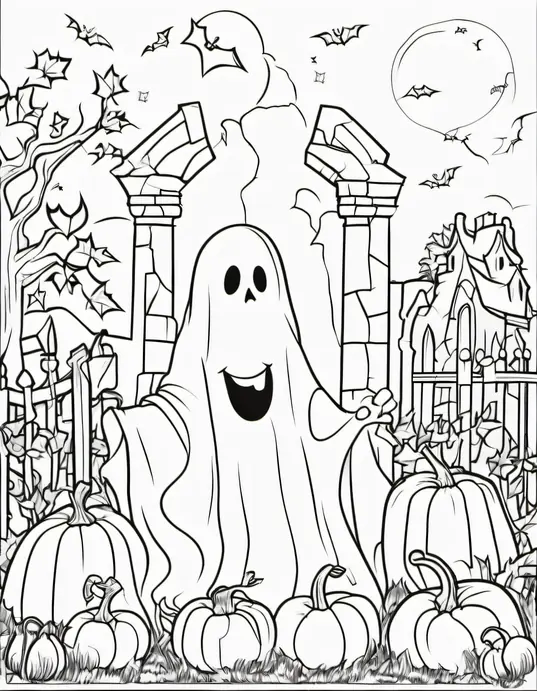 Spooktacular Ghost Coloring Page for Kids