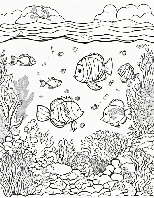 Explore Underwater Rainbow Reef Coloring Page
