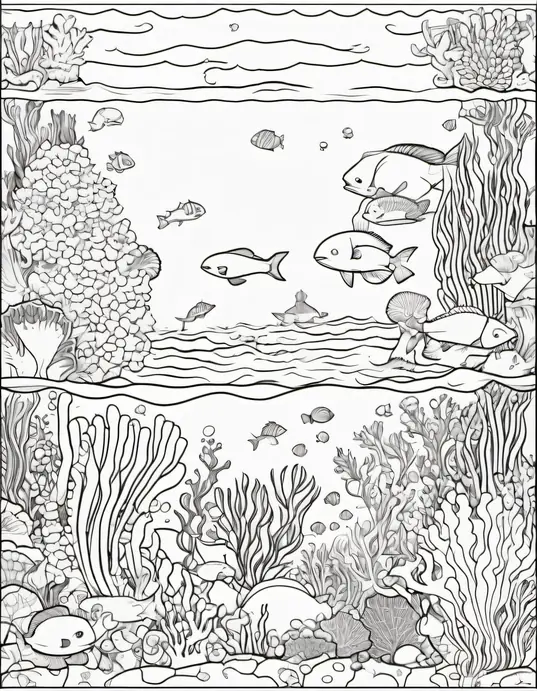 Kawaii Mermaid Coloring Underwater Garden