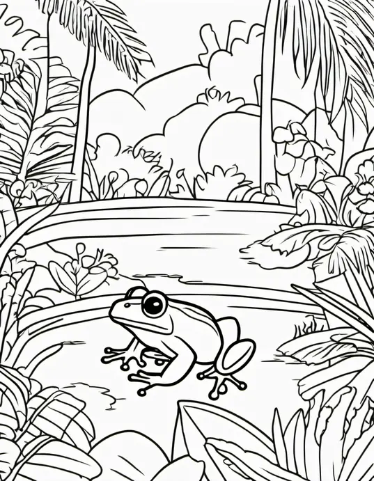 Colorful Tropical Frog Rainforest Scene
