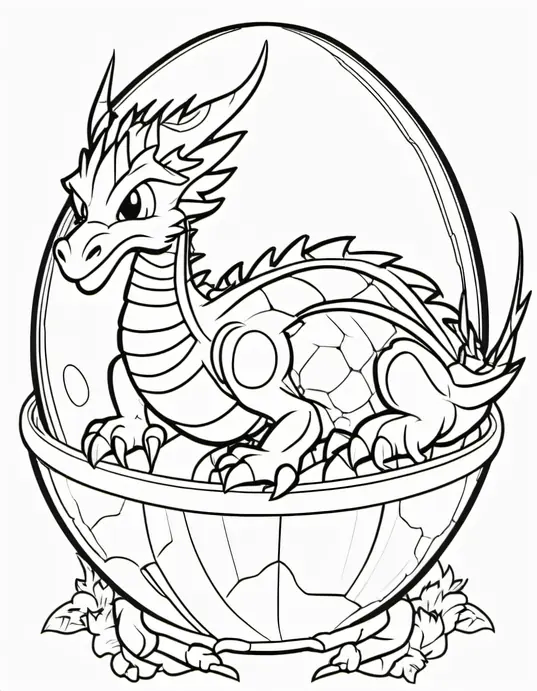 Anime-Style Dragon Egg Hatchery Coloring Scene